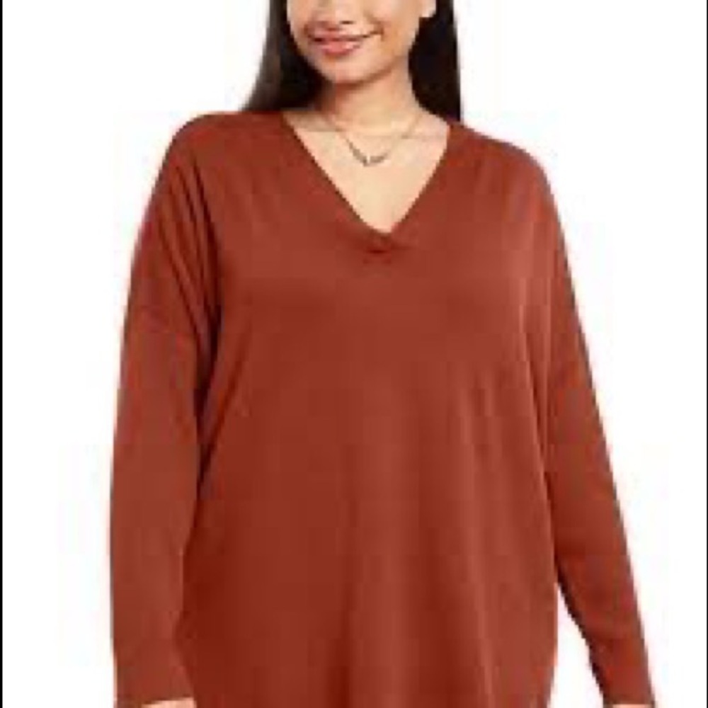 39. NWT Style & Co. Purple V-Neck Sweater with Ribbed Arms 1X
